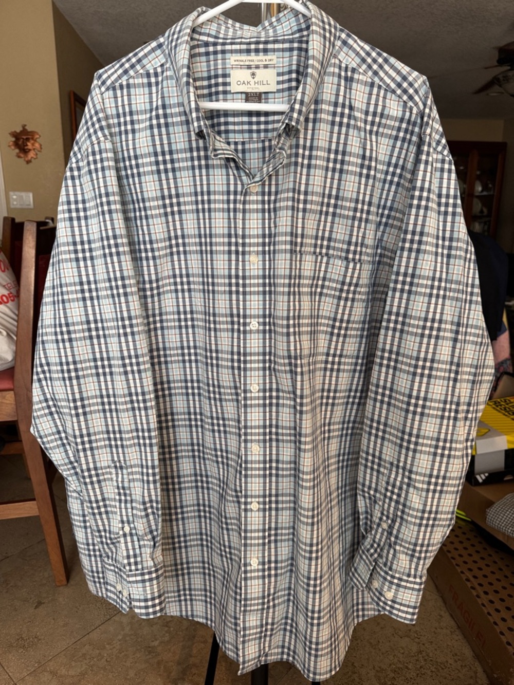 Men's Blue Plaid Button-Down Shirt